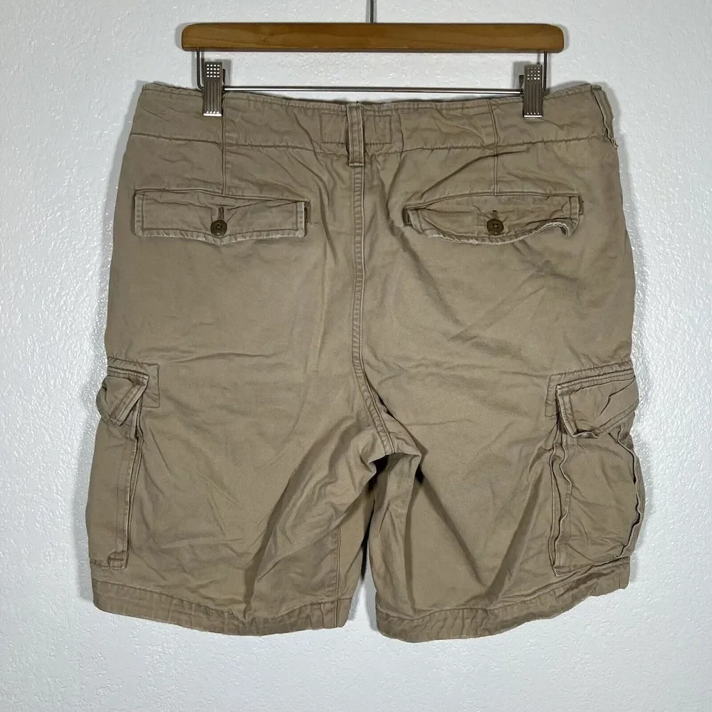 Abercrombie & Fitch Brown Thick Cotton Cargo Shorts Mens 32 Casual Military - Picture 3 of 10